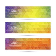 Set of vector banners with triangles and polygon mesh N16