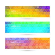 Set of vector banners with triangles and polygon mesh N17