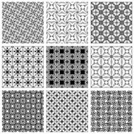Set of monochrome geometric seamless patterns N6