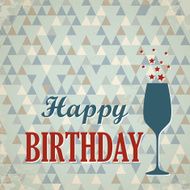 triangular happy birthday card with wine glass