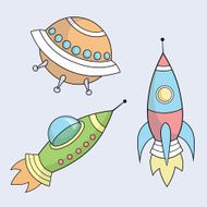 vector set of cute space elements