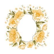 Vintage frame of yellow flowers on a white background