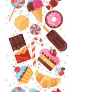 Seamless pattern colorful various candy sweets and cakes N2