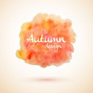 Orange watercolor splash element for autumn designs