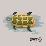 turtle on river asian style- vector illustration