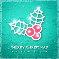 Christmas mistletoe icon on textured turquoise background