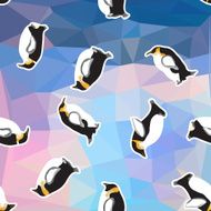 abstract blue crystal ice background with penguin N2