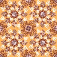 Seamless pattern with abstract flowers and curls symmetrical browns N2