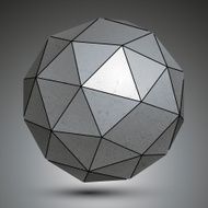 Galvanized facet 3d sphere metal abstract object