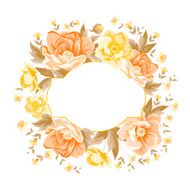 Vintage frame of yellow flowers on a white background N2