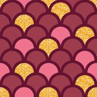 Gold glitter fish scale seamless pattern background N2