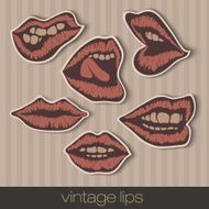 Vintage red lips vector pattern on the background N2
