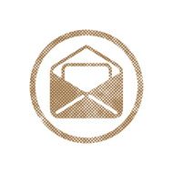 Envelope mail vector icon with pixel print halftone dots texture