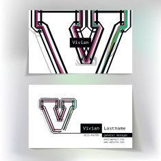 Business card design with letter V N3
