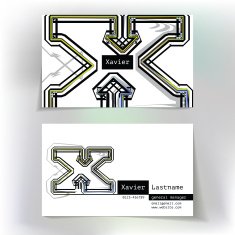Business card design with letter X N3