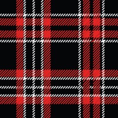 Black red and white tartan seamless vector pattern