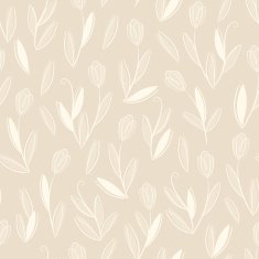 Clear floral white on beige seamless pattern