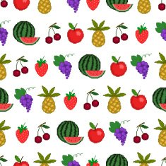 Seamless pattern of fruit background with style pixel-art