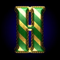 vector golden and green letter h N3