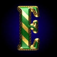 vector golden and green letter e N3