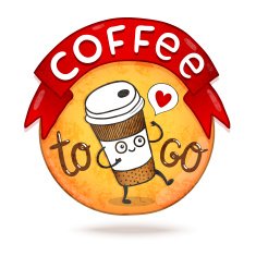 Cute cartoon coffee badge Vector illustration N2