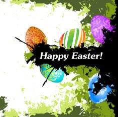 Grungy Easter Background with Decorated Eggs N6