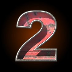 Vector old metal letter 2 N2