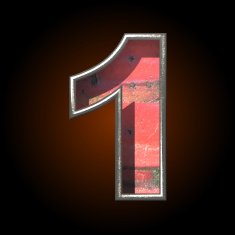 Vector old metal letter 1 N2