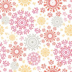 Folk floral circles abstract seamless pattern background