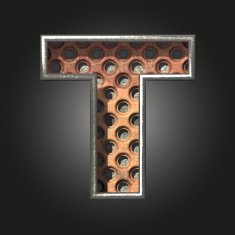 Vector old metal letter t N2