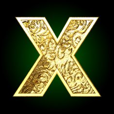 Vector golden cutted figure x