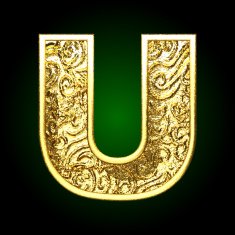 Vector golden cutted figure u