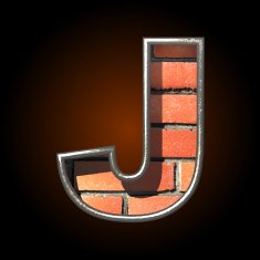 Vector brick cutted figure j