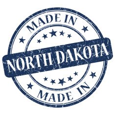 made in North Dakota blue round grunge isolated stamp