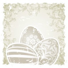 Grungy Easter Background with Decorated Eggs N8