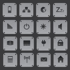metal texture buttons with replaceable computer icons eps10