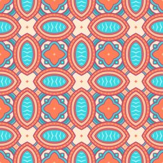 vintage blue and orange pattern N3