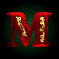 vector velvet m letter with gold