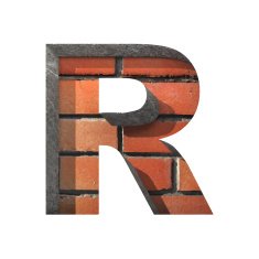 Vector brick cutted figure r Paste to any background