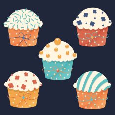 Five vector cupcakes