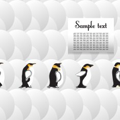 white geometric pattern with circles and penguins space for text
