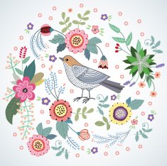 beautiful bird in flowers N2