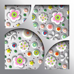 3d geometric background with flowers and shadows paper look graphic N3