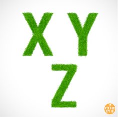 X Y Z uppercase with grass textured vector illustration N2