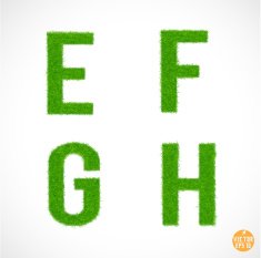 E F G H uppercase with grass textured isolated vector N2