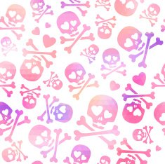 Funny skulls in love - pink and purple pattern