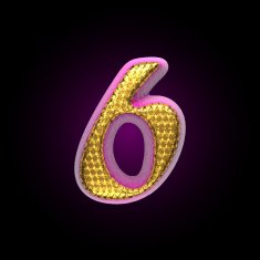 vector golden and pink letter 6