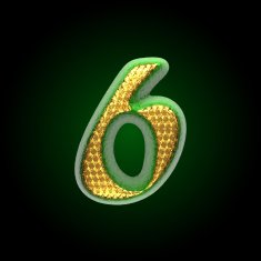 vector golden and green letter 6 N3