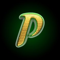 vector golden and green letter p N3