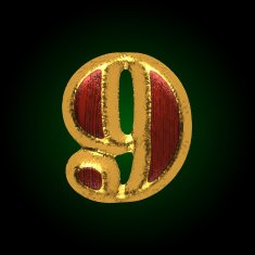 vector golden figure with red wood 9